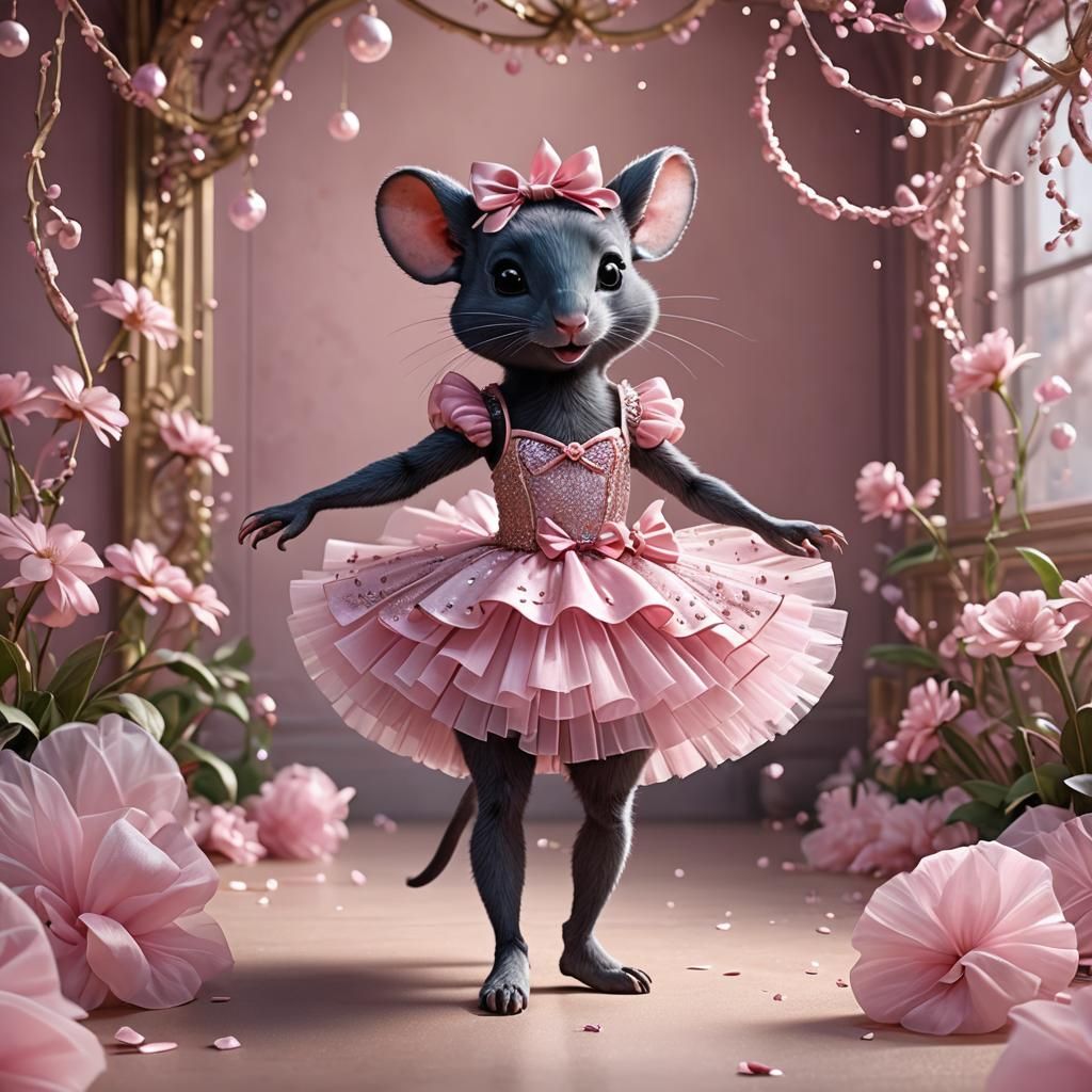 Cute Ballet Shrew in Pink Tutu: 8K Art