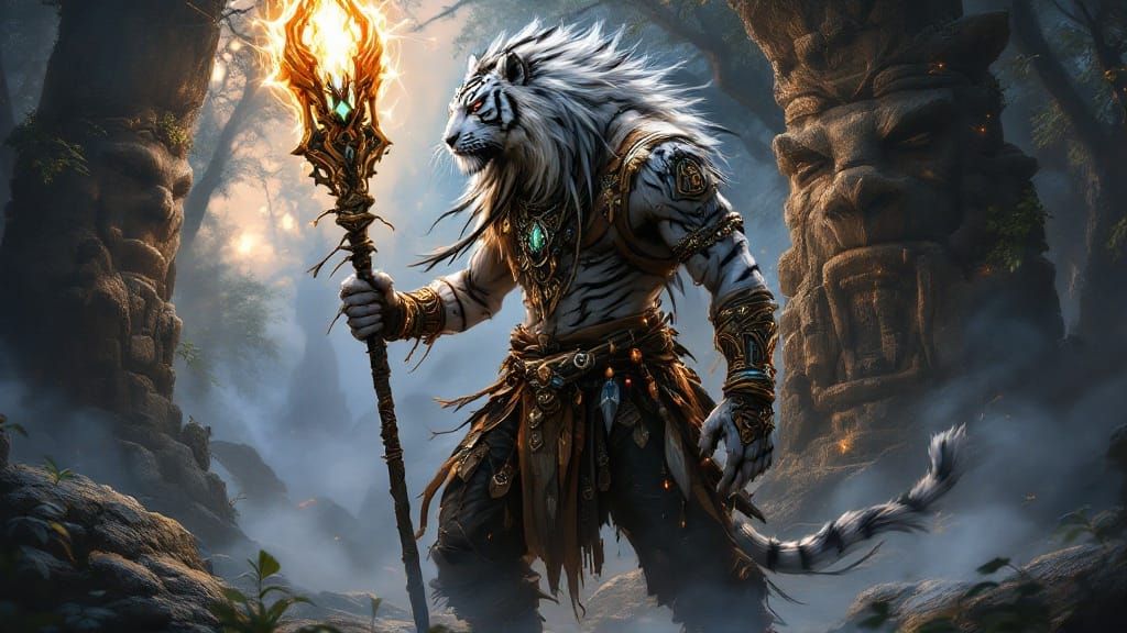 Epic Fantasy Shaman in Tribal Attire