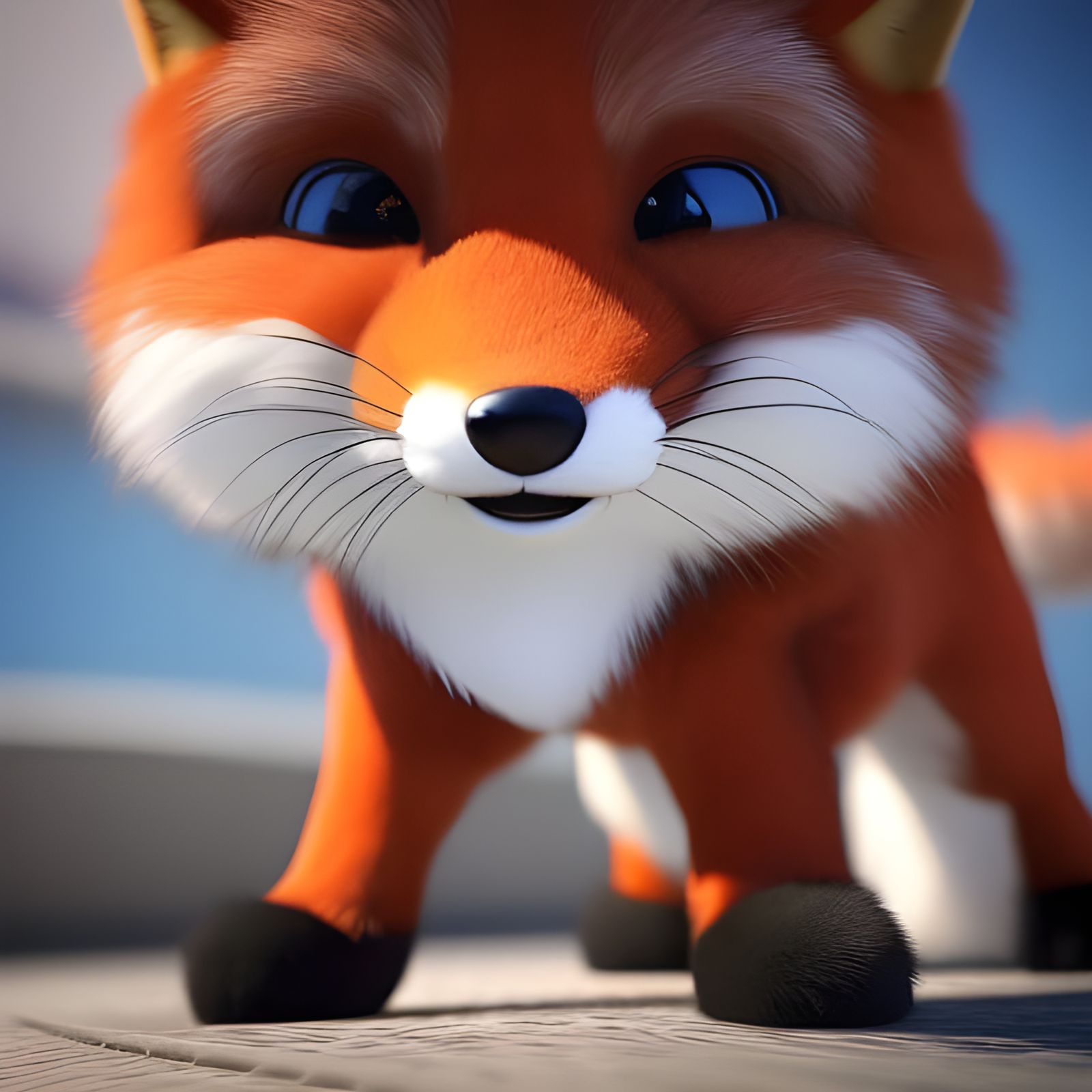 Adorable Fluffy Fox in 3D Pixar Style