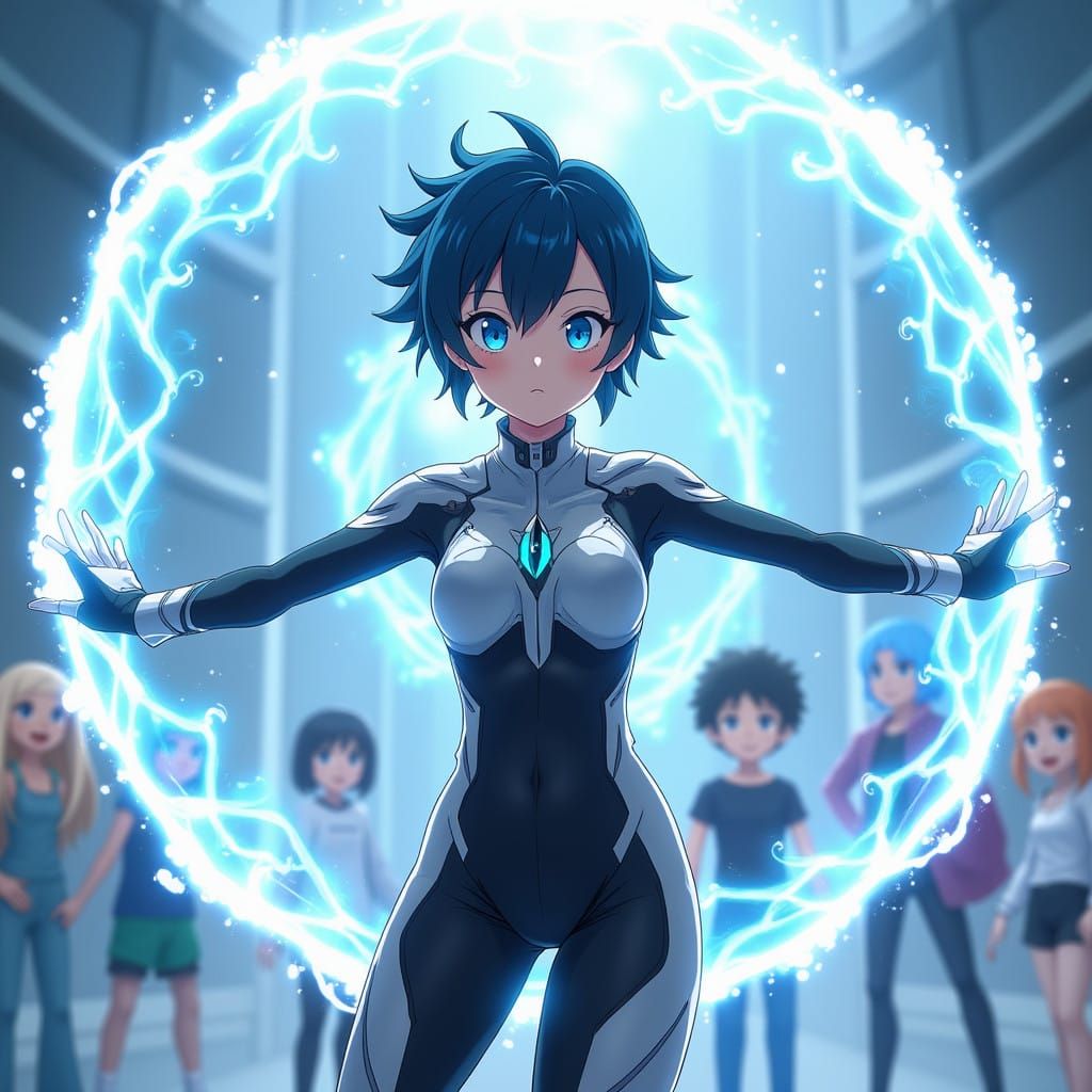 Anime Heroine Unveils Shimmering Force Field in Cyberpunk St...