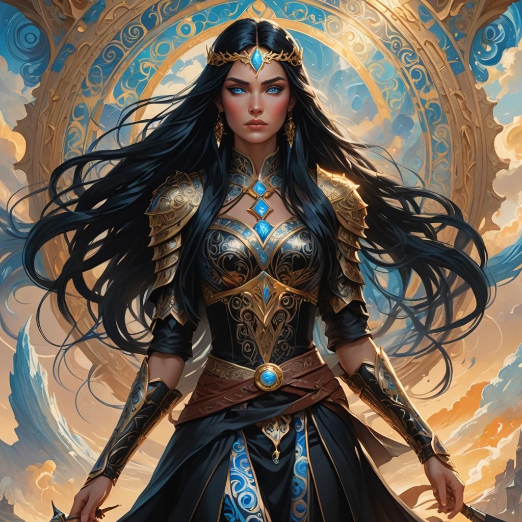 Majestic Warrior Girl in Fantasy Art Style