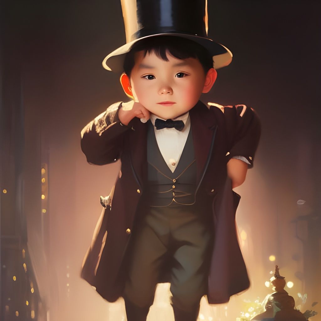 Adorable Chibi Victorian Gentleman in Oil Painting Style