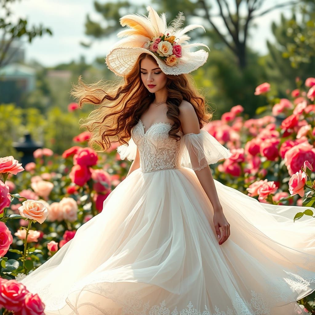 Southern Belle in Rose Garden, Dreamy Art