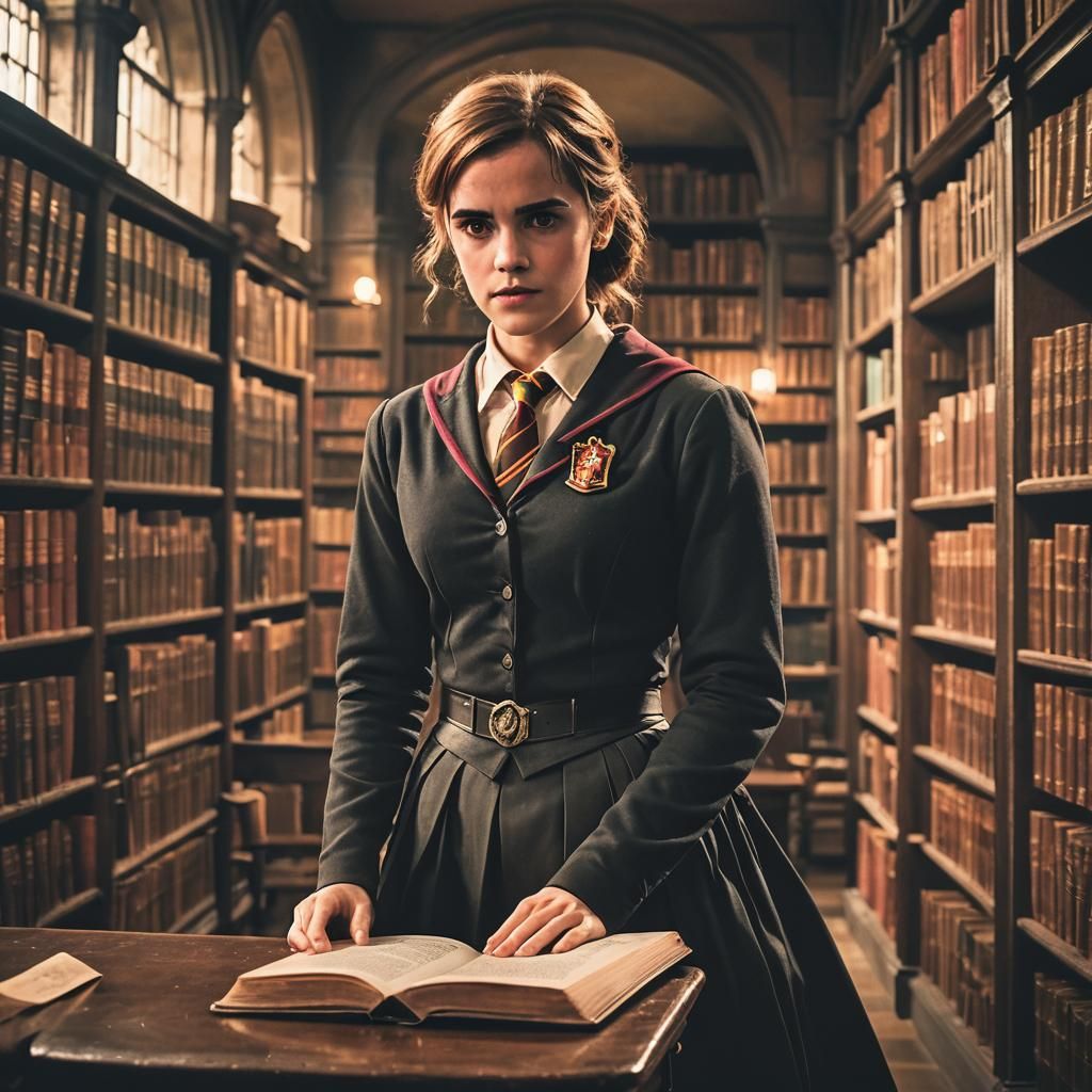 Cinematic Film Still of Student in Library