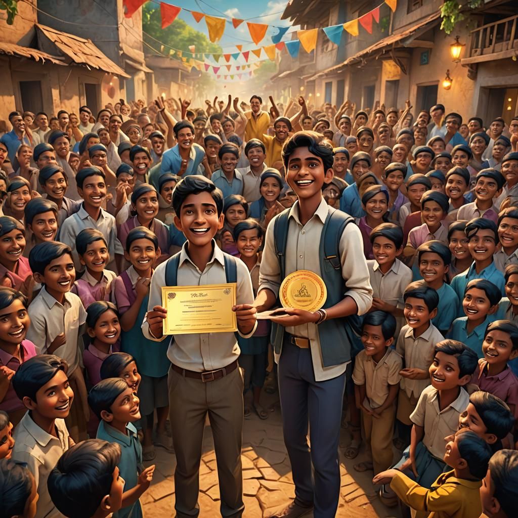 Proud Boy Celebrates Success in 3D Cartoon Style