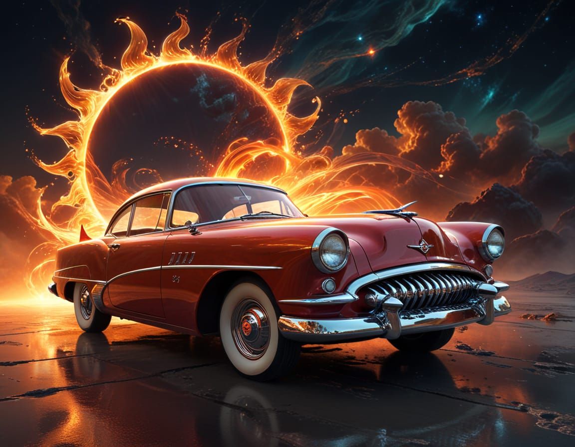 Ethereal Classic Car Formed From Solar Wind