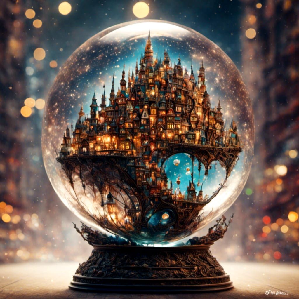 Fantasy City Inside Starlight Snow Globe