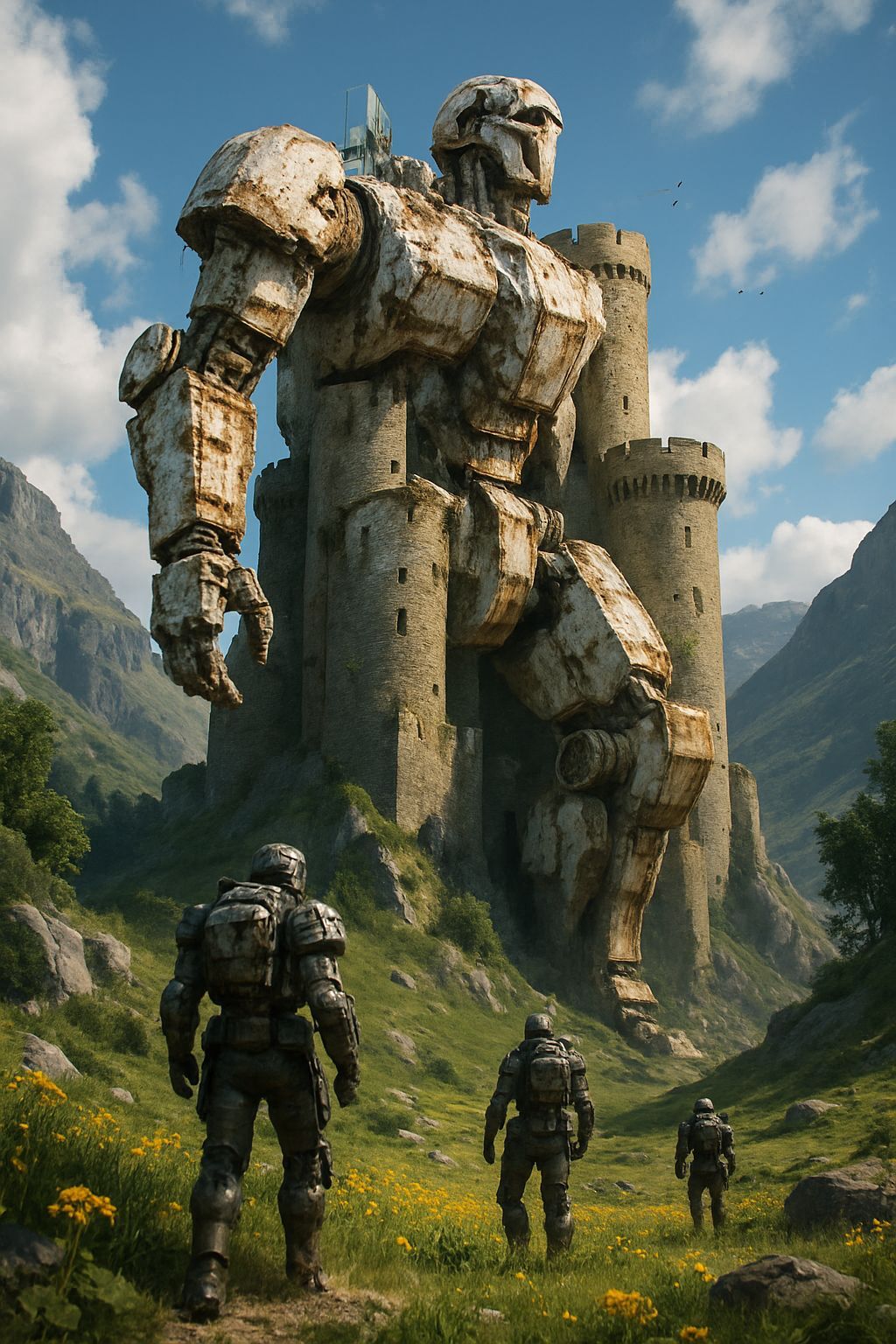 Colossal Mech Castle in Lush Valley