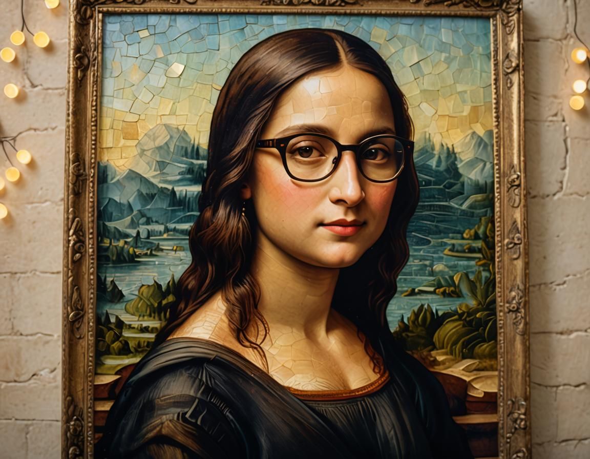 Mona Lisa Portrait with Glasses, Sharp Focus