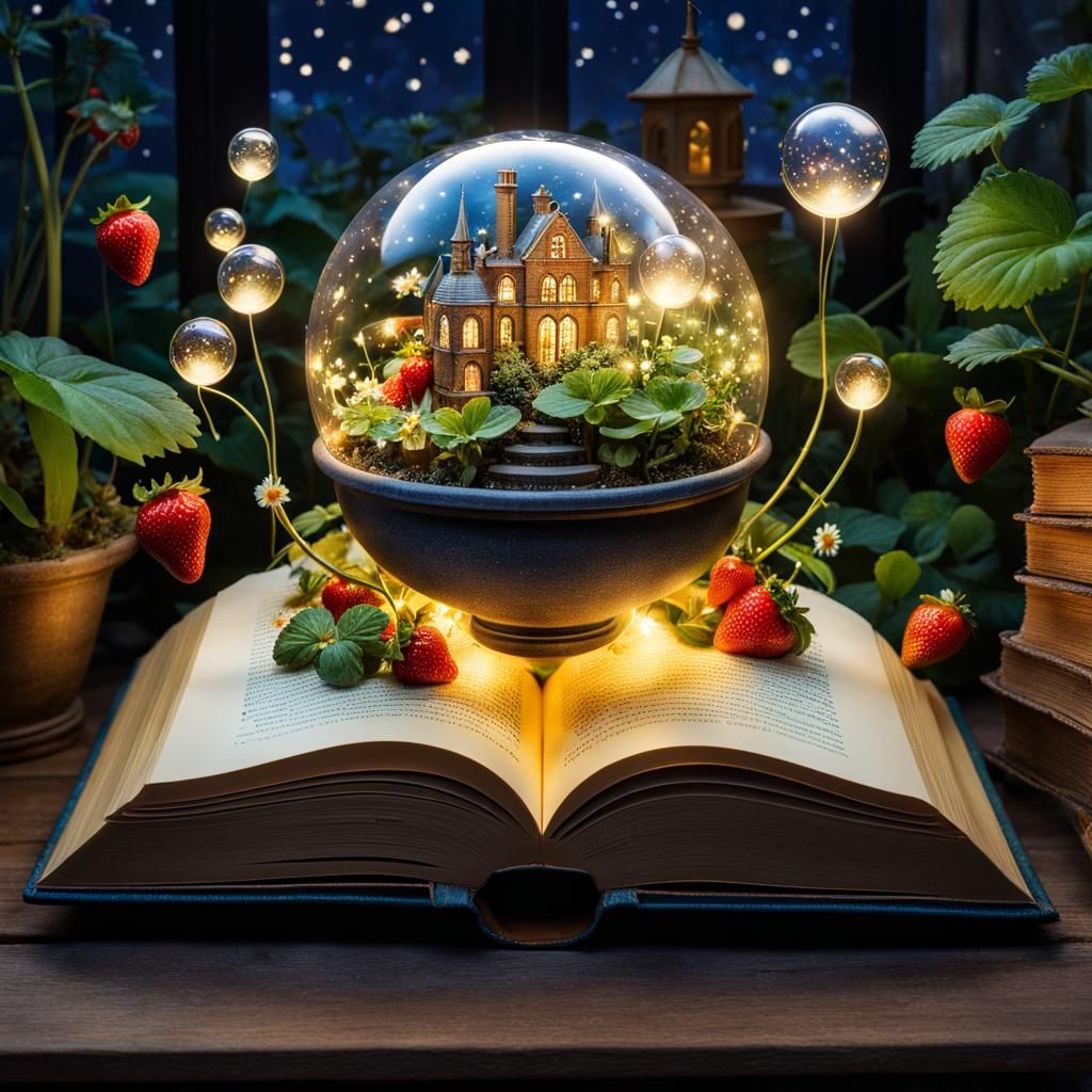 Magical Worlds Emerge from Book, Digital Illustration