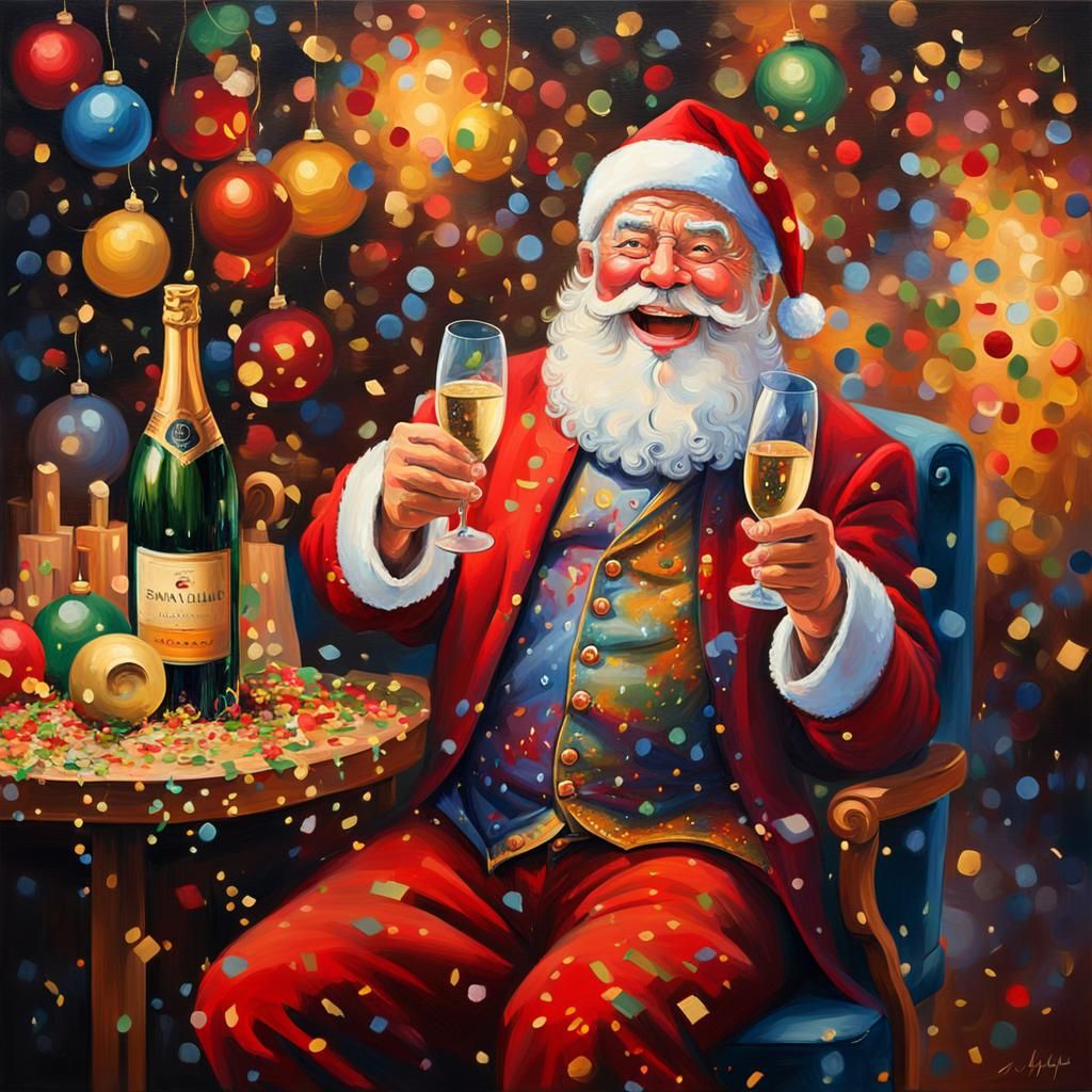 Vibrant Holiday Masterpiece: Santa's Joyful Christmas Bash