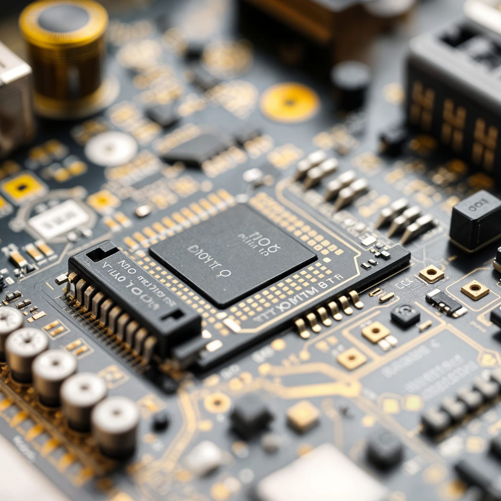 Extreme Close-Up of a Complex Electronic Circuit in Hyperrea...