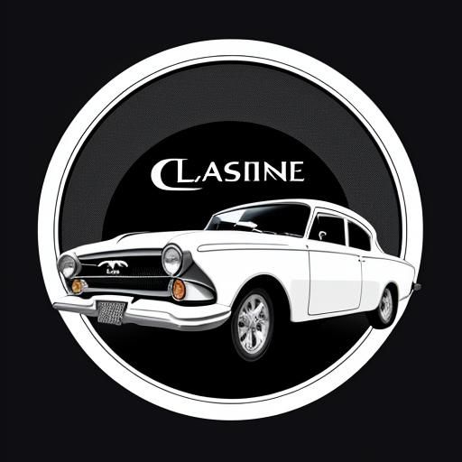 Classic Car Logo in White on Black
