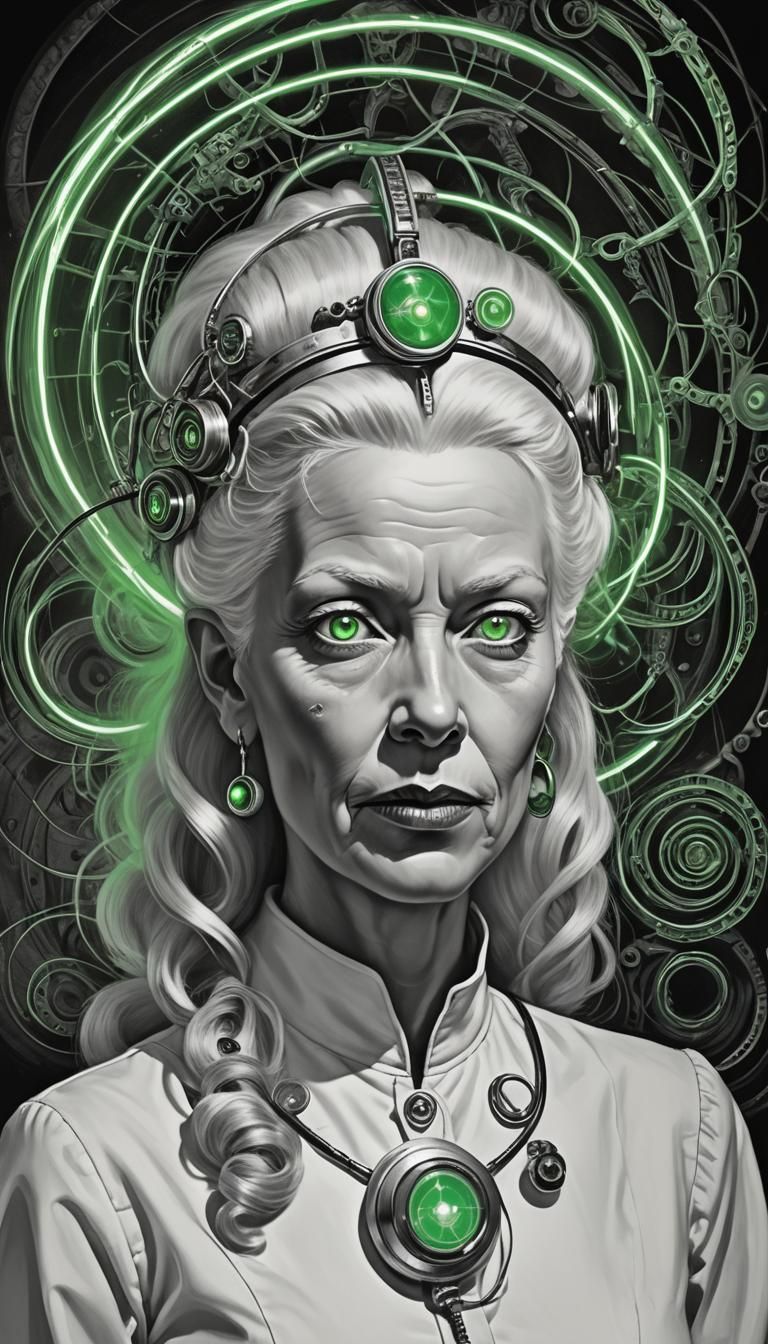 Hypnotic Nurse in Retro Sci-Fi Style