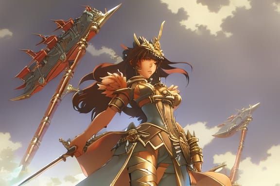Anime Warrior Princesses Duel in Detailed Manga Style