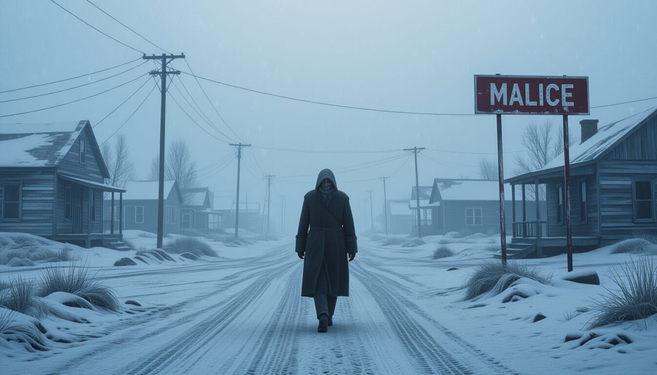 Desolate Frozen Town Under Overcast Sky