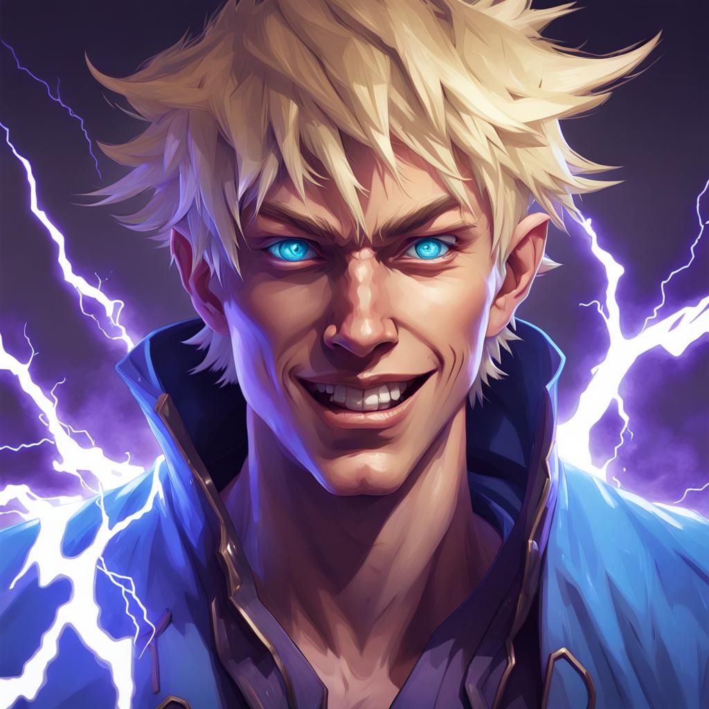 Lightning Mage Portrait in Hyperdetailed Digital Art
