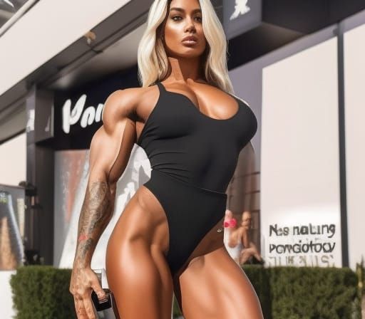 Strong Woman in Daisy Dukes and High Heels