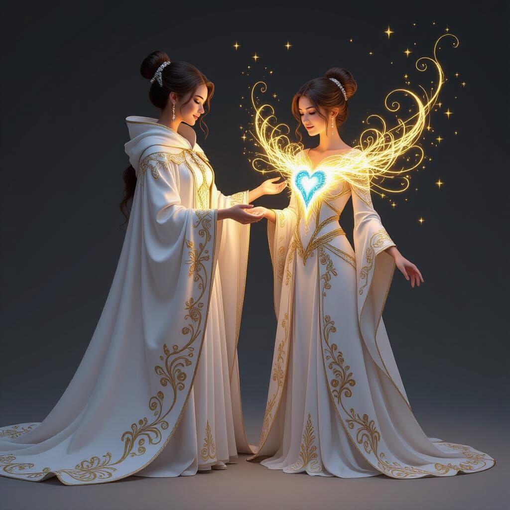 Ethereal Connection: Golden Threads of Harmony