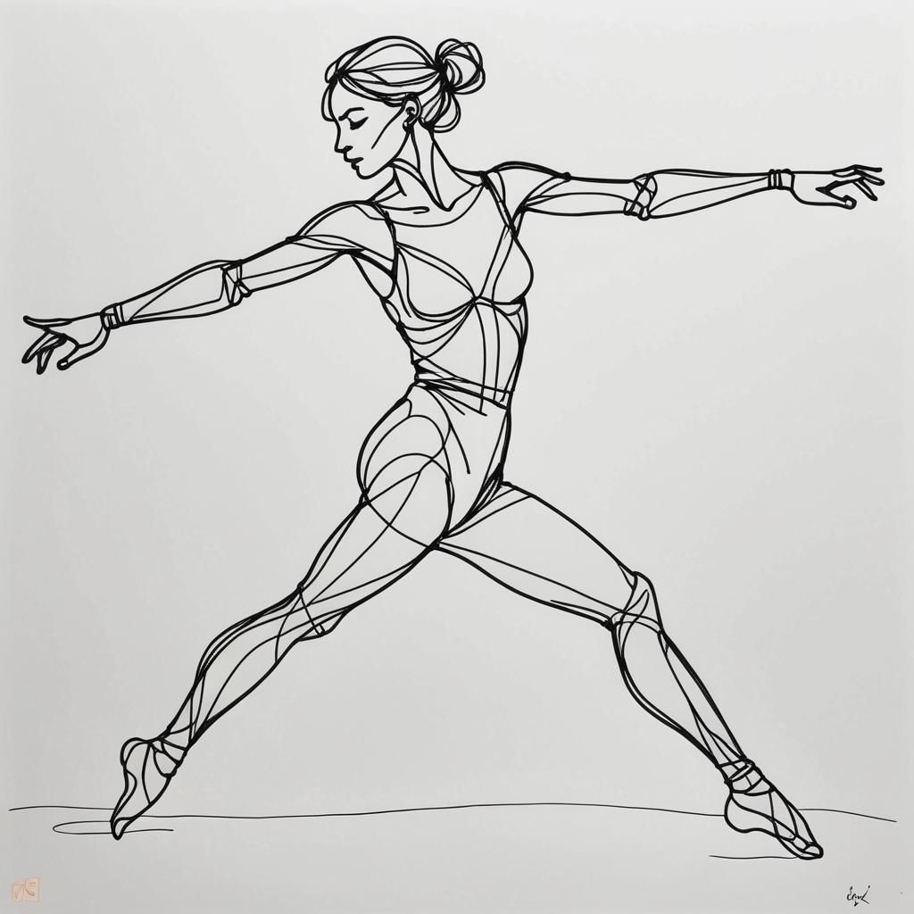 Minimalist Line Art: Dancer in Motion
