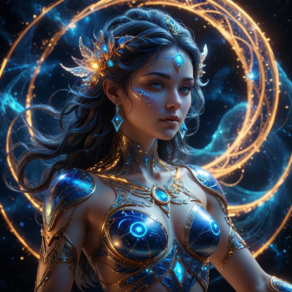 Goddess of Quantum Balance in Celestial Harmony
