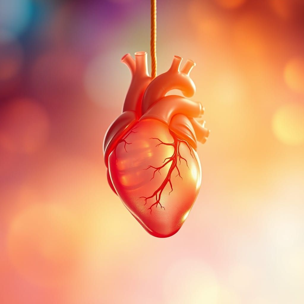 Delicate Human Heart in Ethereal Glow