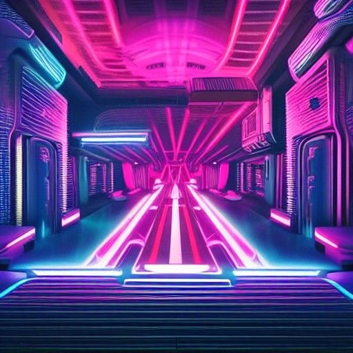 Futuristic Cyberpunk Nightclub Scene in Neon