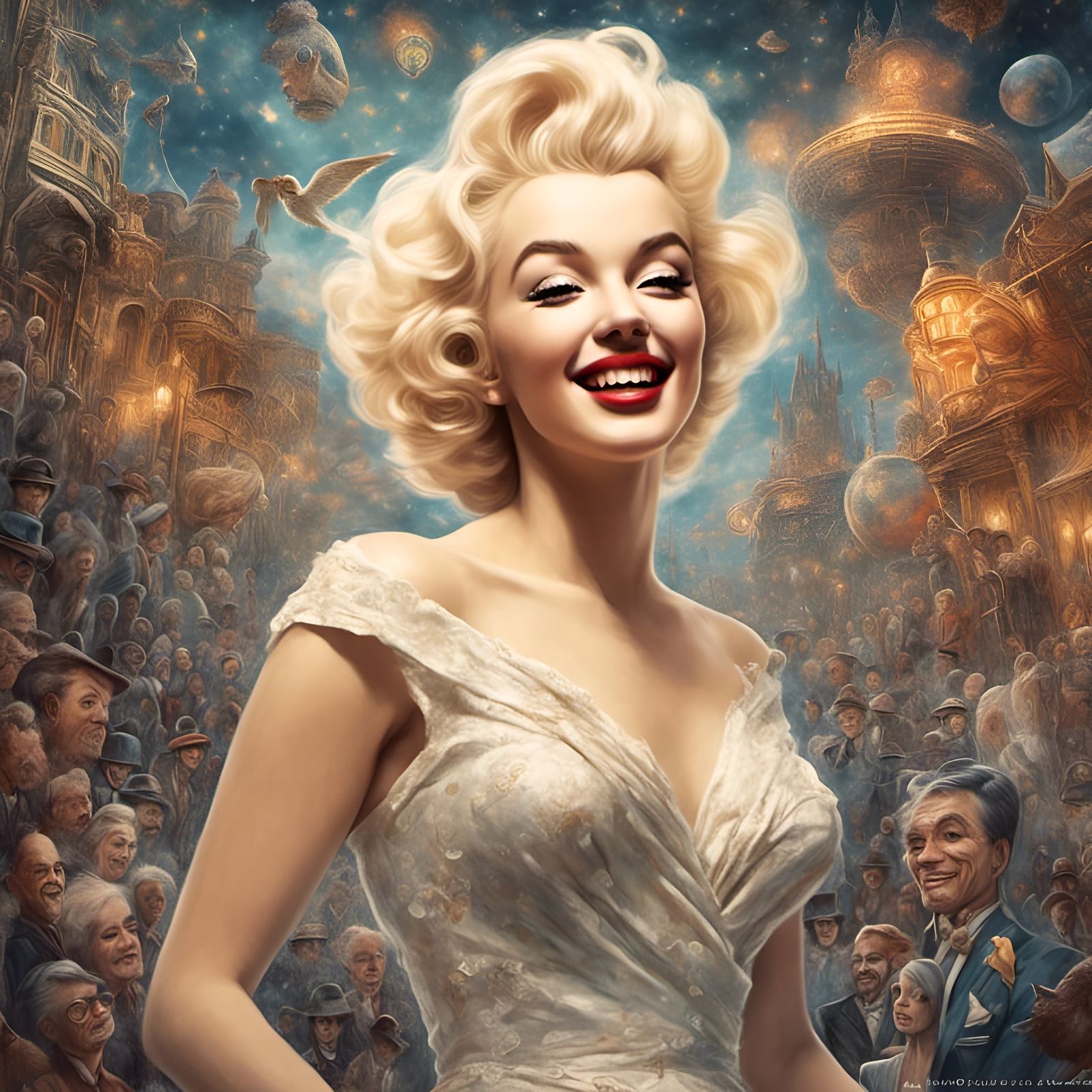 Marilyn Monroe in Surrealist Illustration Style