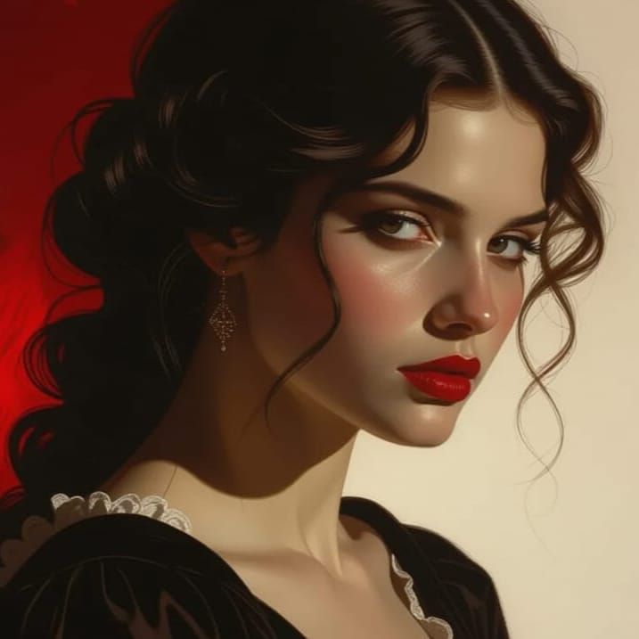 Woman's Subtle Glance Evokes Temptation