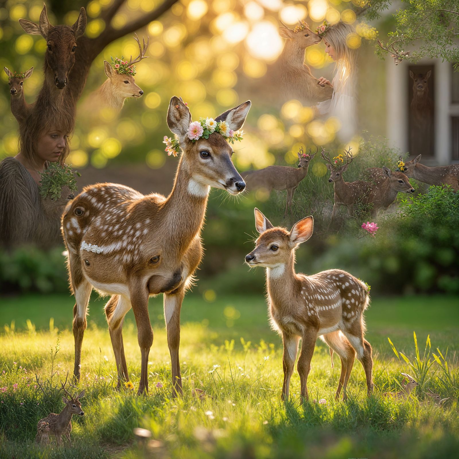 Doe and Fawn in Golden Hour Light