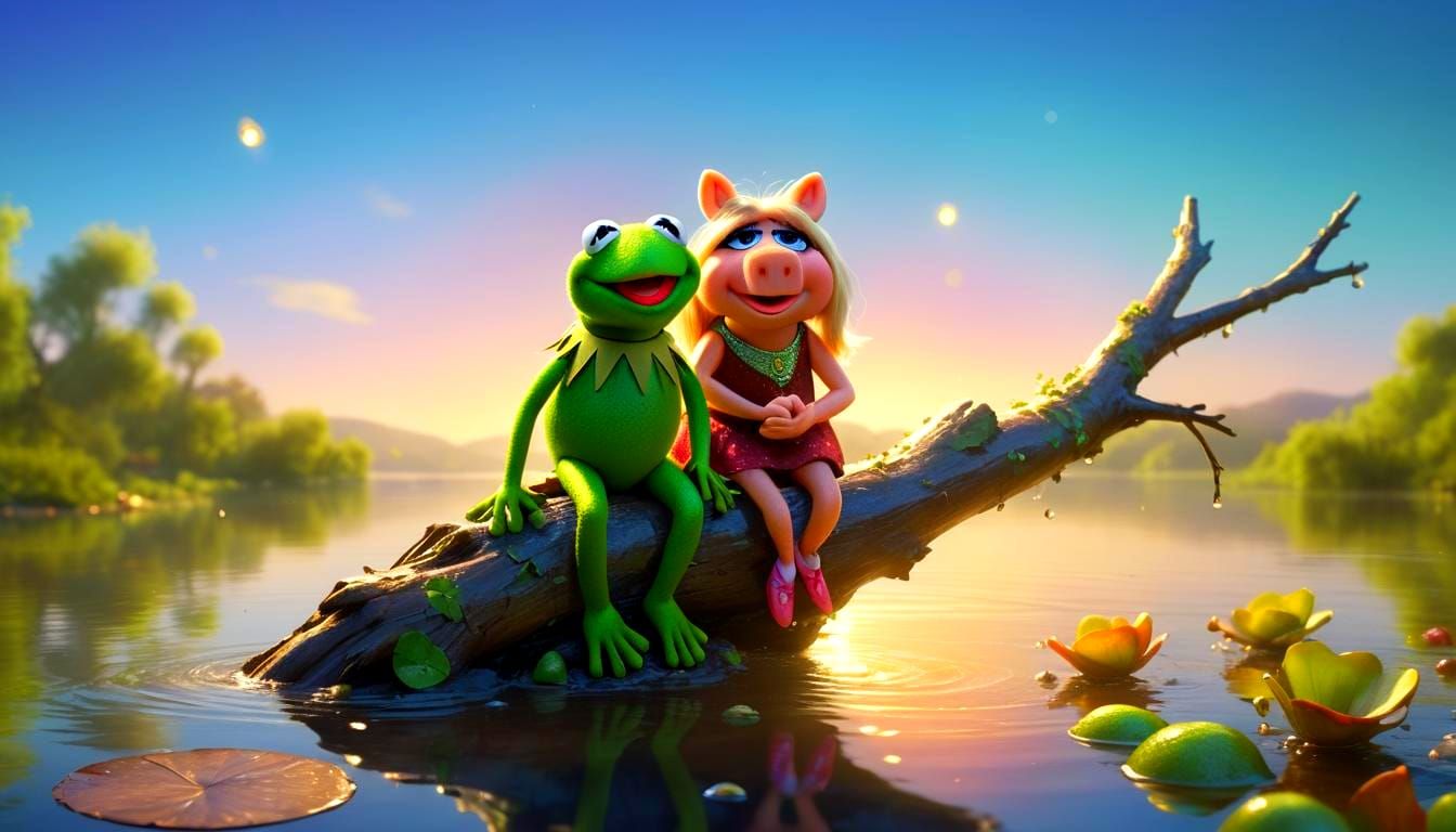 Kermit and Miss Piggy in 3D Digital Art