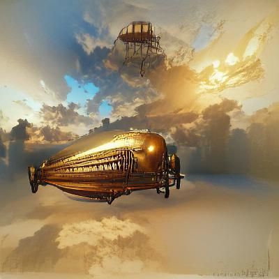 Art Nouveau Steampunk Airship Concept Art in 8K