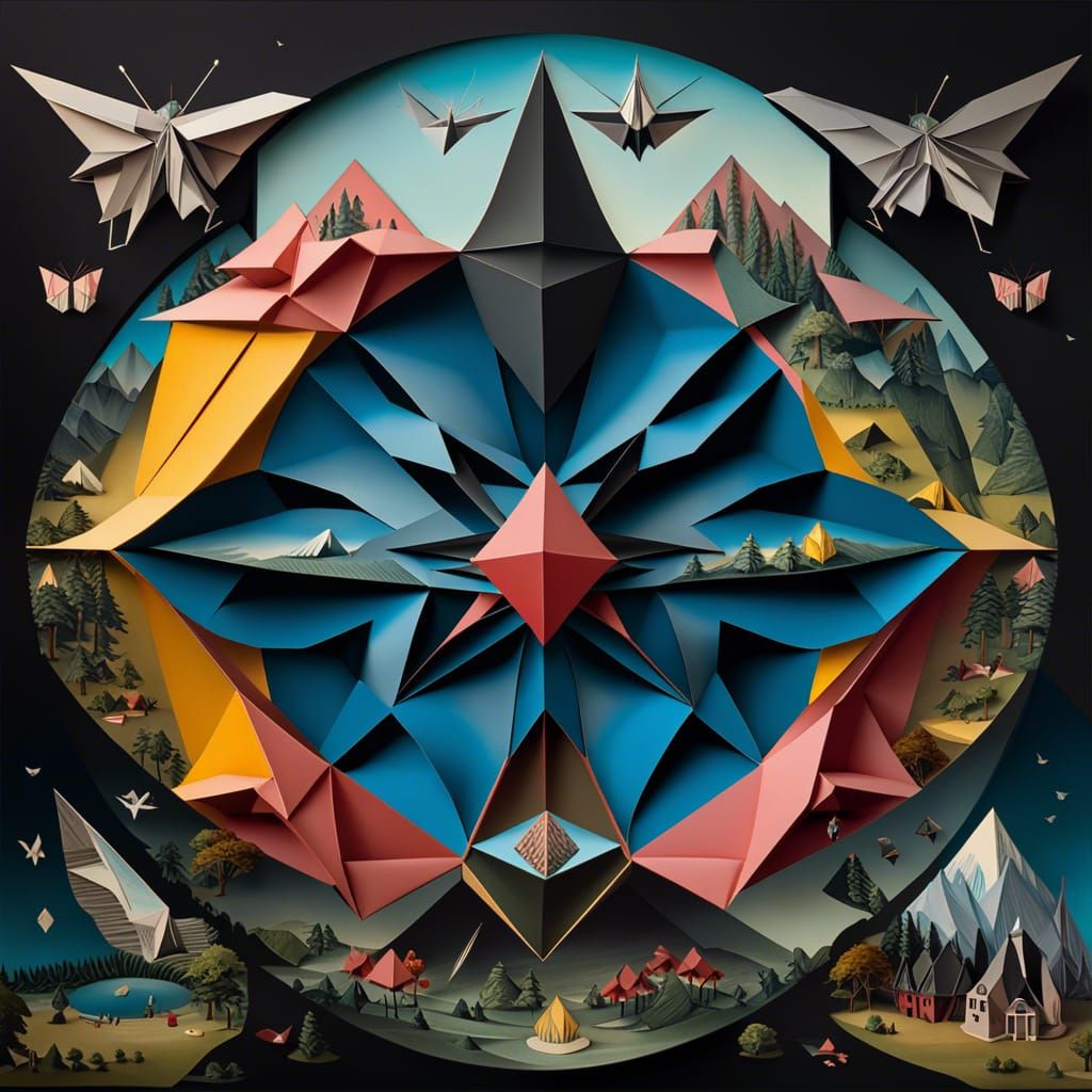 Cosmic Origami Center of Universe in Maximalist Style