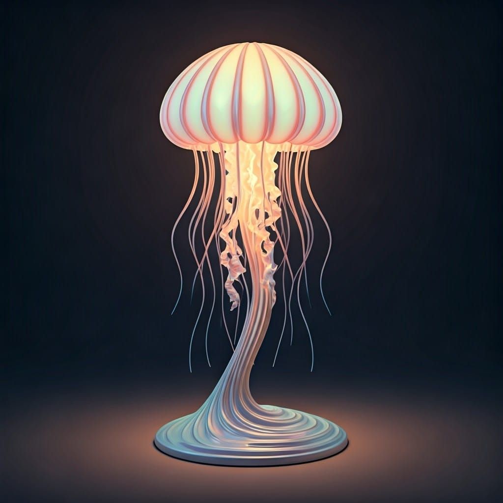 Iridescent Jellyfish Lamp in Pastel Hues