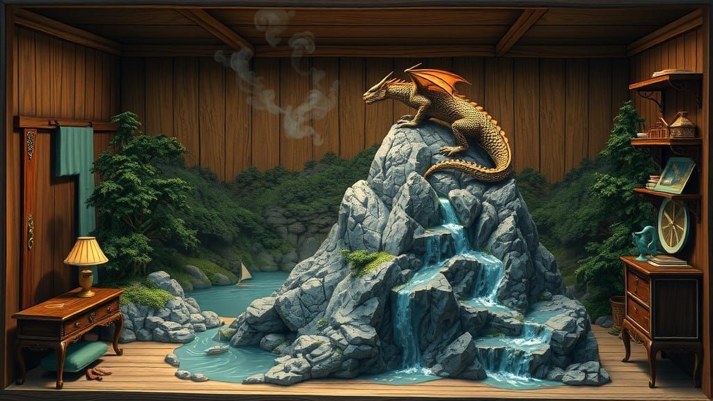 Dragon's Mountain Refuge: Miniature Diorama