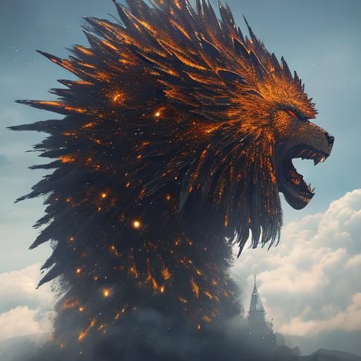 Epic Sci-Fi Dog with Battle Wings and Crown