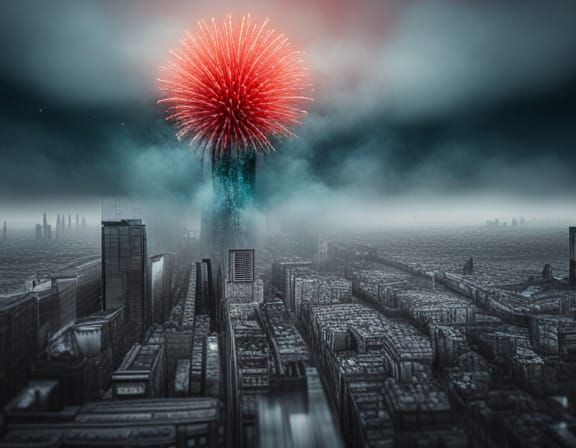 Lonesome Red Flare Over Dystopian London