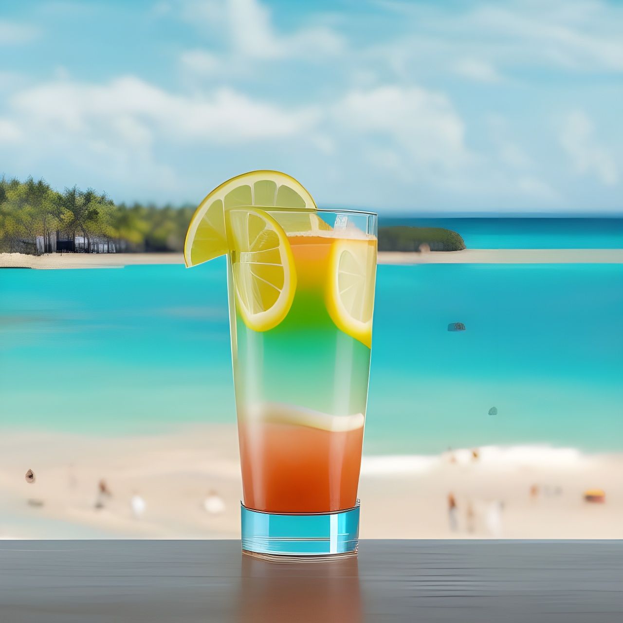 Refreshing Tropical Drink on a Vibrant Beach