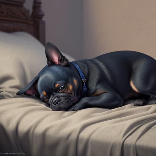 Frenchie Dog Sleeping: Detailed Fantasy Concept Art