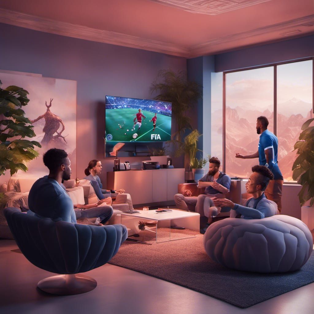 Employees Play FIFA on PS5: Detailed Matte Painting