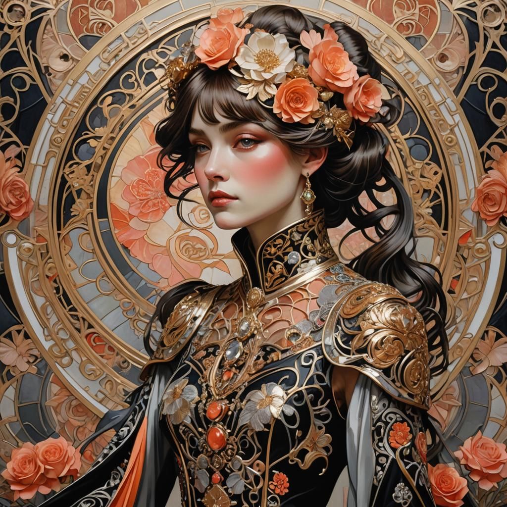 Art Nouveau Runway Fashion in Gold and Silver