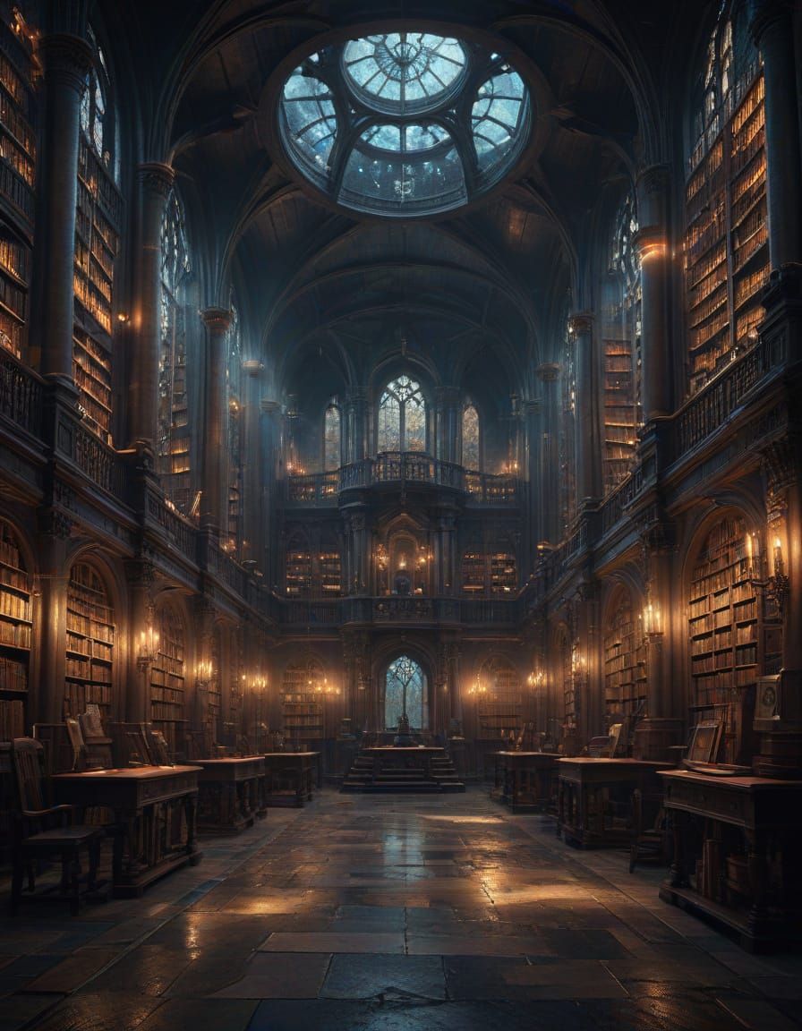 Epic Castle School of Magic Library in Stunning Digital Art