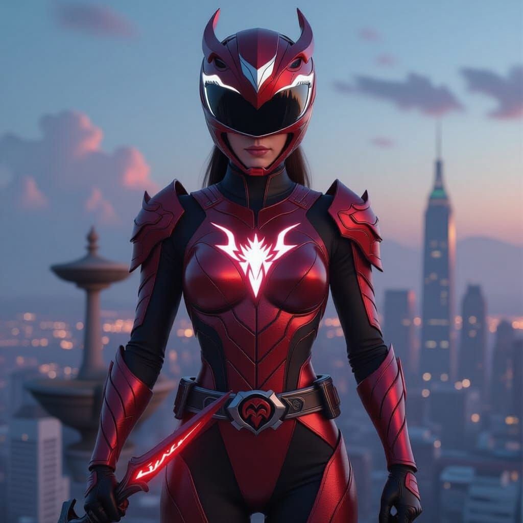 Mysterious Red Ranger with Dragon Scale Suit