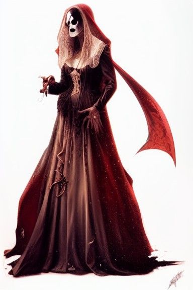 Lady Death in Victorian Dress: Detailed Horror Art