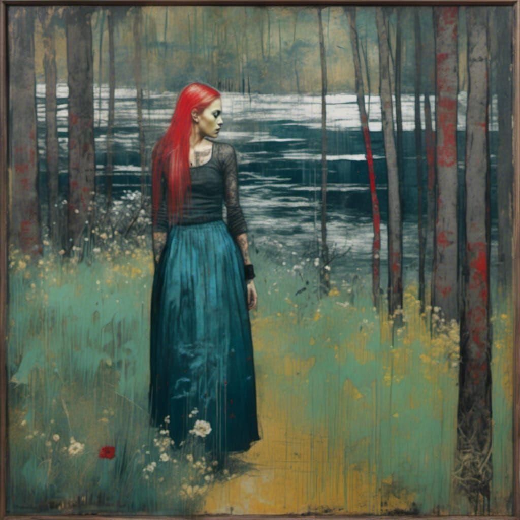 Ophelia in Nature: Grunge Poster Art