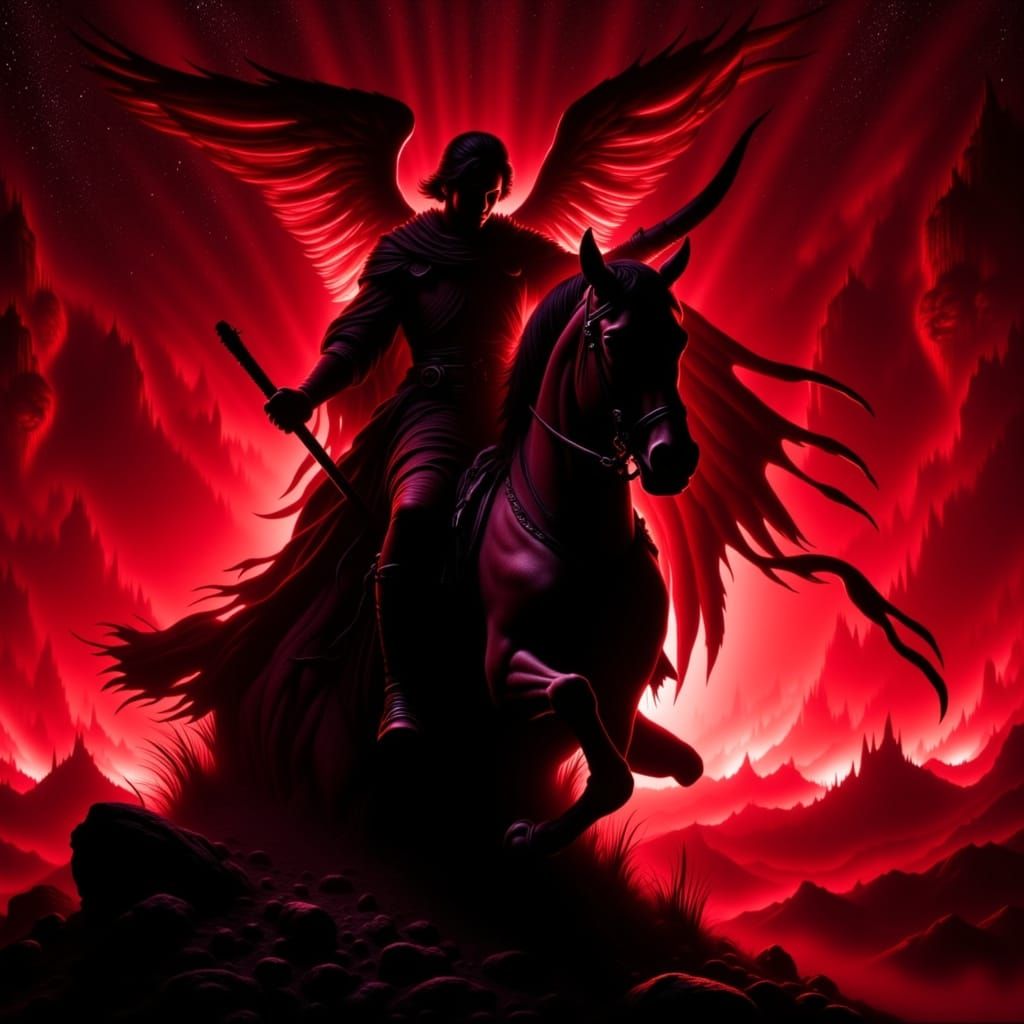 America in Red and Black Backlit Dramatic Lighting