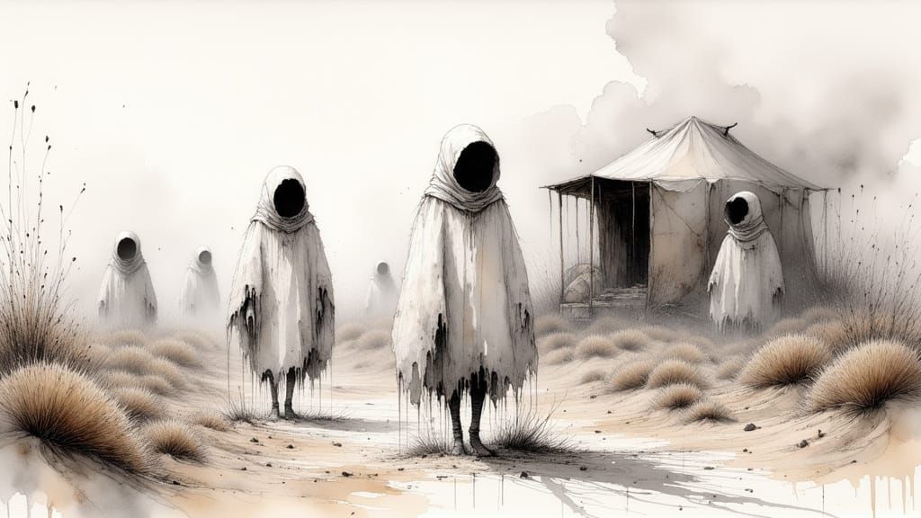 Alien Ghosts Roaming Nevada Desert Watercolor