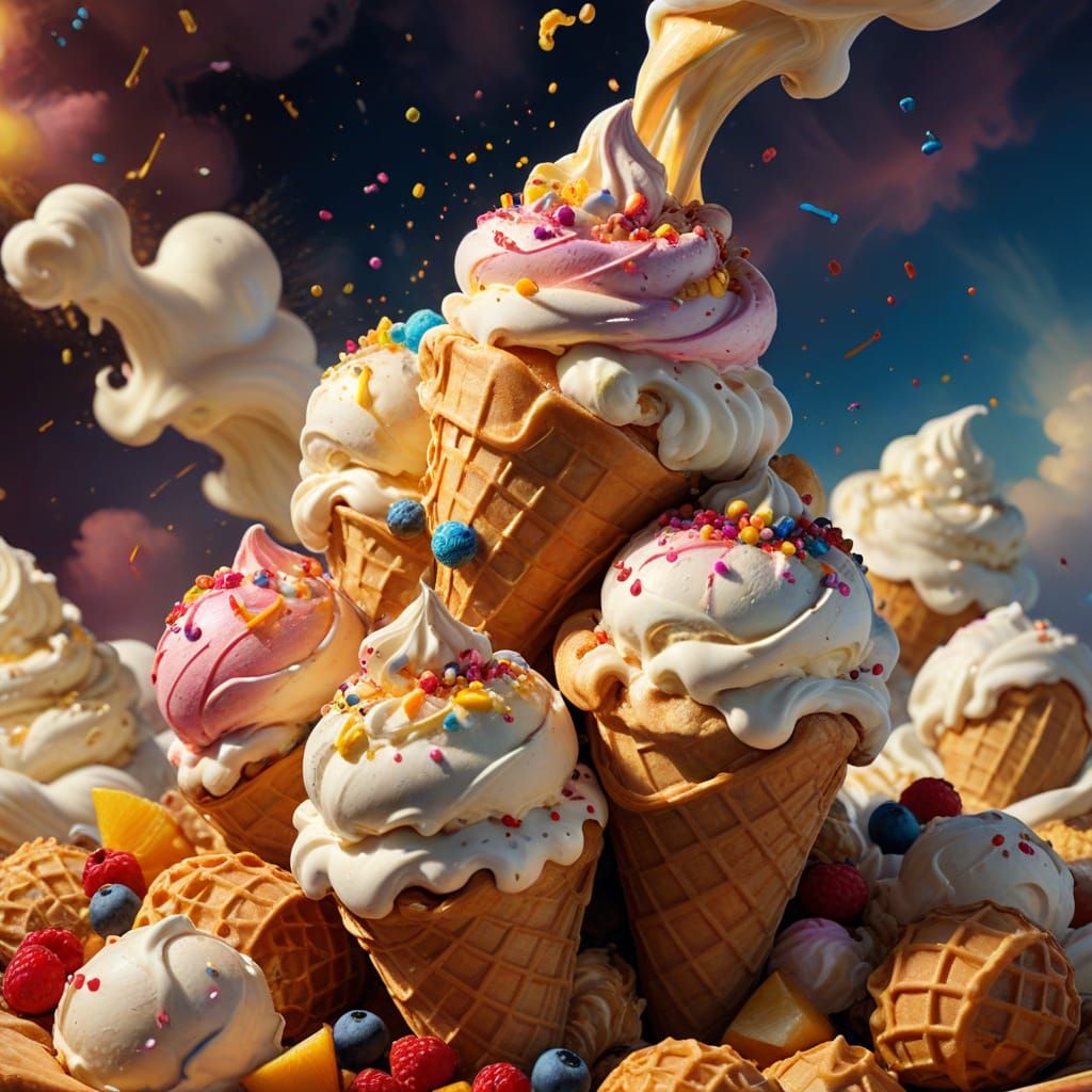 Renaissance Ice Cream Masterpiece in Digital Art