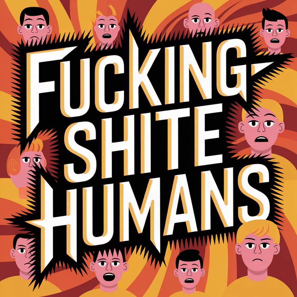 Angular Typography Art with Stupid Figures in Vibrant Digita...