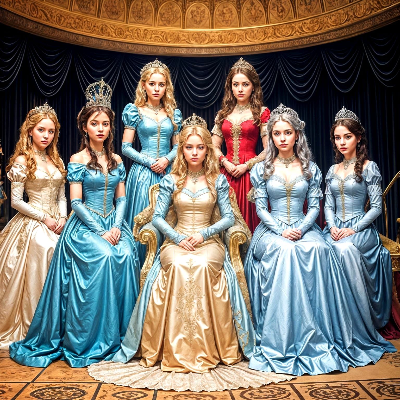 Elegant Princesses and Queens in Royal Attire